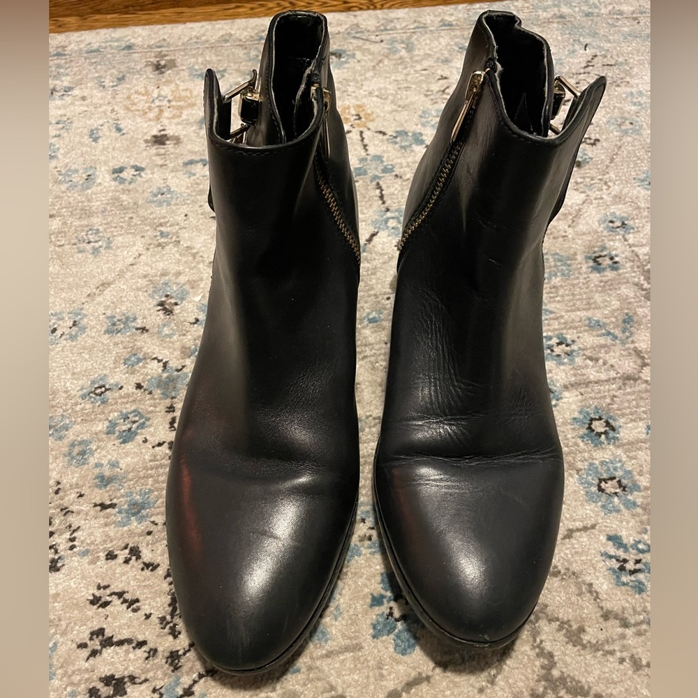 Sam Edelman ankle booties with gold strap & side zipper